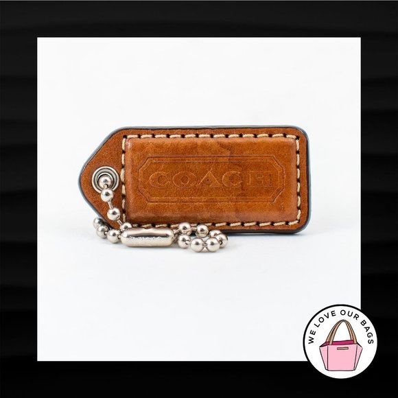 2" Medium COACH BROWN LEATHER KEY FOB BAG CHARM KEYCHAIN HANGTAG TAG - Picture 1 of 2